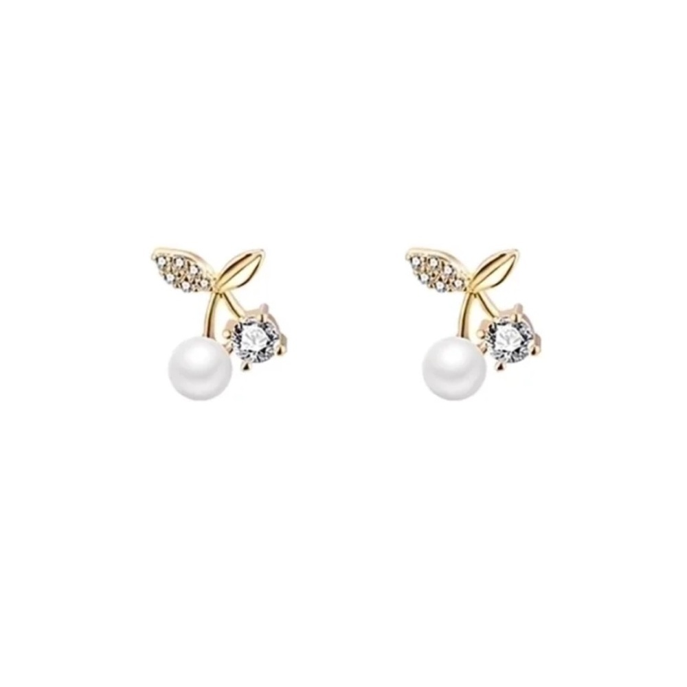 925 Sterling Silver Gold and Silver Leaf Pearl Earrings - NWOT - Picture 4 of 6